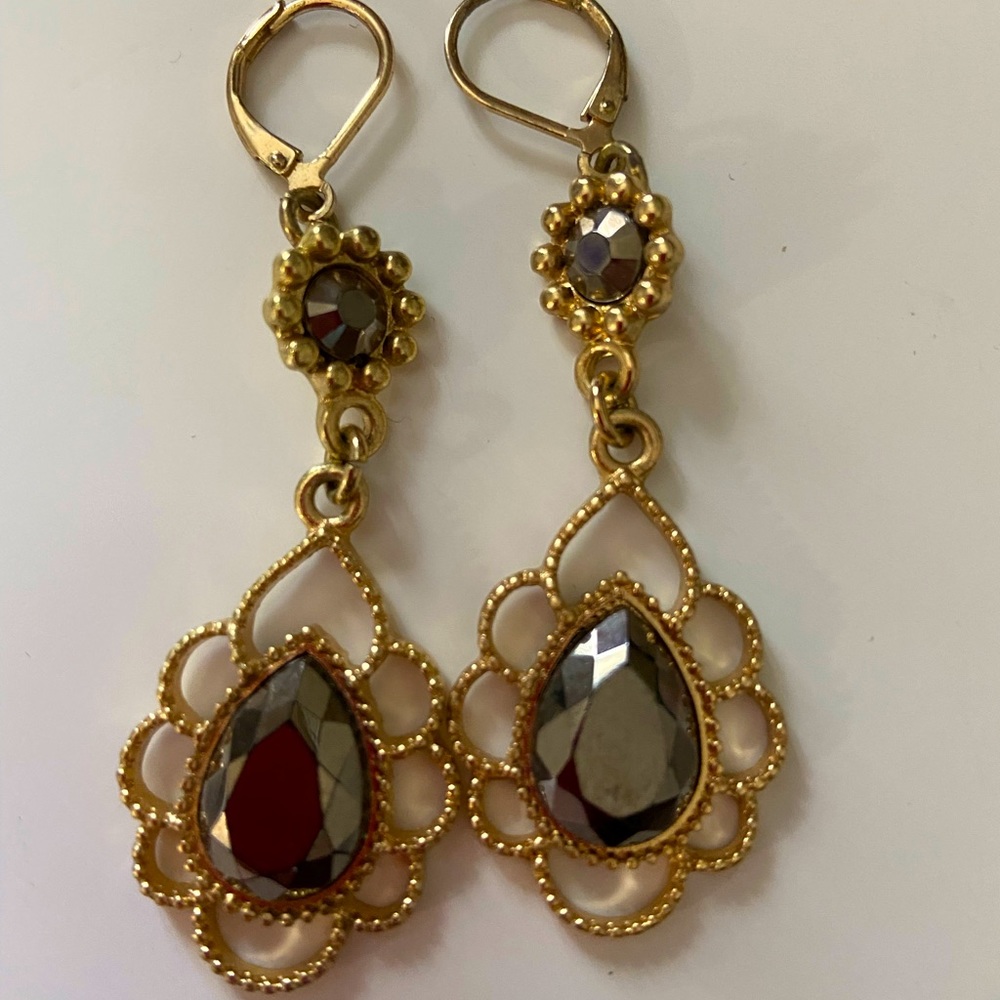 Gold Floral Drop Earrings